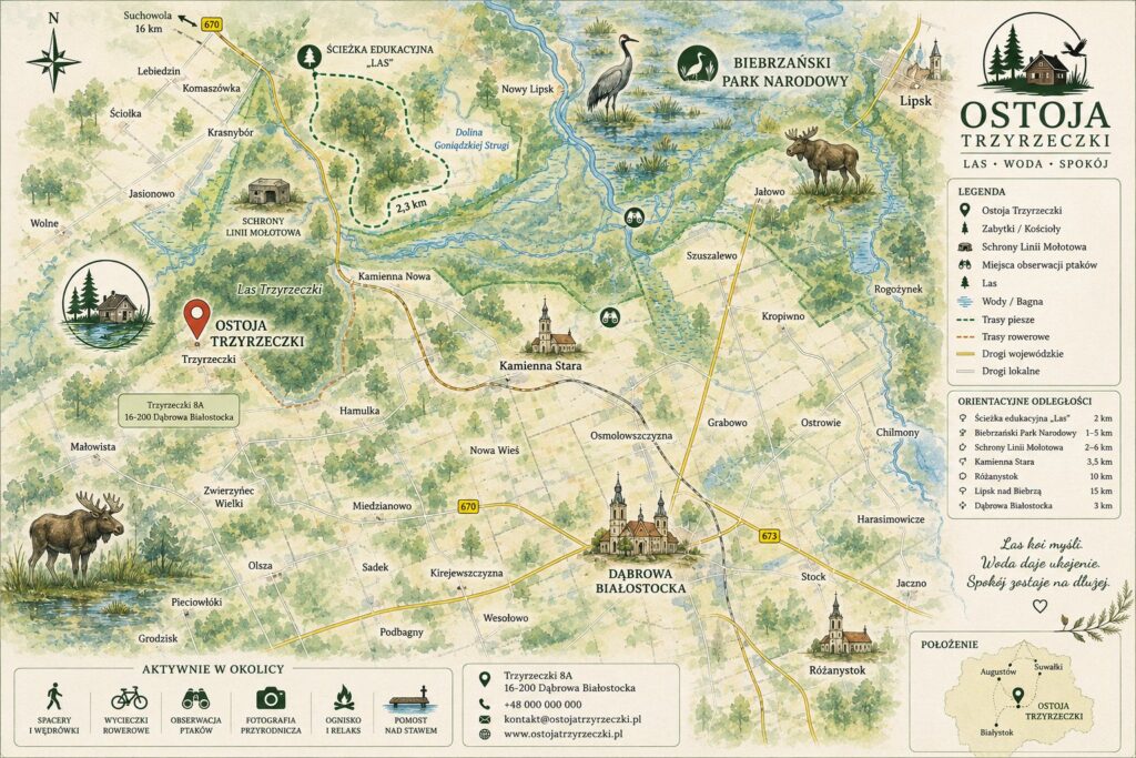 Mapa okolicy Ostoi Trzyrzeczki